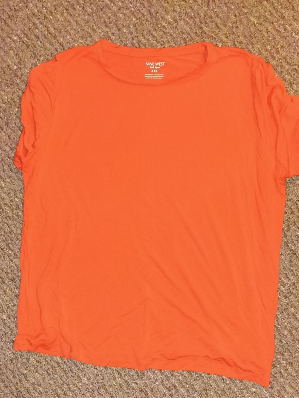 Nine West Orange Short Sleeve Crew Neck Peachy Orange Size XXL Made Like XL